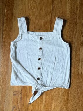 Women's LOFT Ivory Tie-Front Crop Tank Top, 100% Cotton, Small
